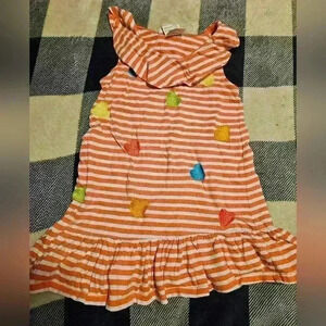 Samara Girls Orange And White Striped Sleeveless Dress Size 4